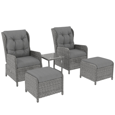 Rattan Bistro Set 59W x 84D x 100H cm Light Grey