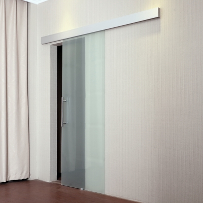 HOMCOM Sliding Door Set Kit 90cm Thick Glass Silver