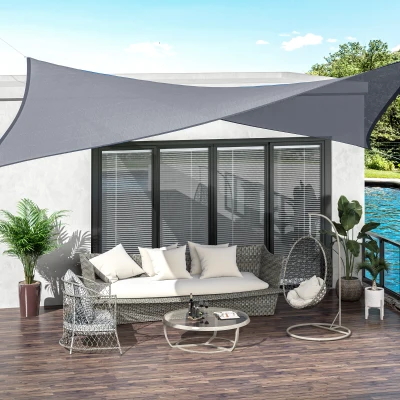 Outsunny Tenda a Vela 400x610cm Grigio