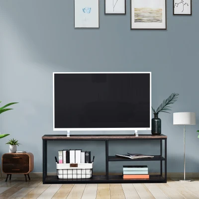 HOMCOM Mobile porta TV 120cm x 40cm x 45cm Marrone rustico, Nero