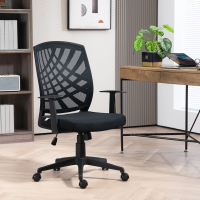 HOMCOM Fauteuil Bureau Pivotant Maille Noir