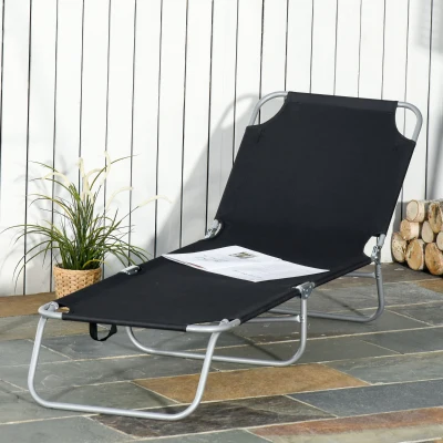 Outsunny Lettino prendisole 187cm x 55cm x 24cm Nero