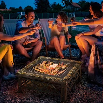 Outsunny Braciere da giardino 76cm x 76cm x 47cm Nero