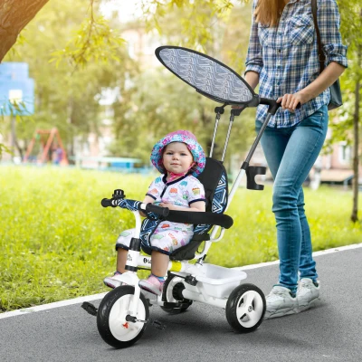 HOMCOM 6-in-1 Kids Tricycle with Canopy Blue
