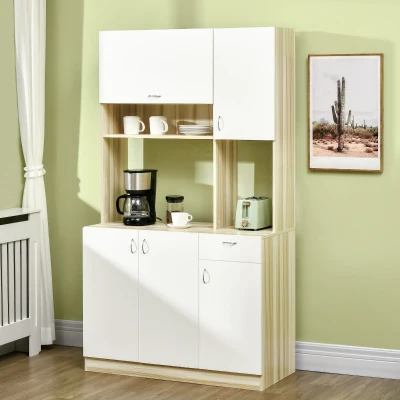 HOMCOM Mobile buffet 102cm x 48cm x 180cm Bianco, color legno