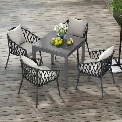 Outsunny Terrassentisch, ausziehbar, 4 bis 6 Personen, Aluminium/Stahl, 80/160 x 80cm, Dunkelgrau