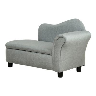 HOMCOM Kindersofa, Récamiere, verstecktes Staufach, Rahmen aus Eukalyptusholz, grau, 80 x 40 x 49cm