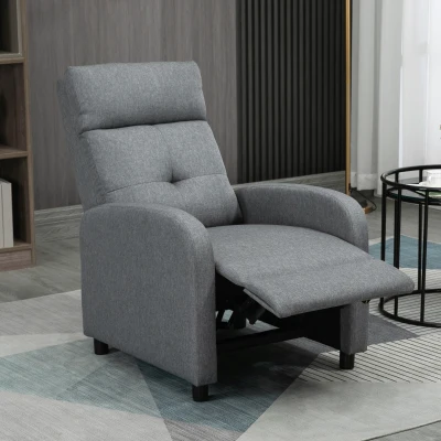 HOMCOM Relaxsessel mit Liegefunktion, ausfahrbares Fußteil, Taschenfederkern, bis 150 kg, Grau