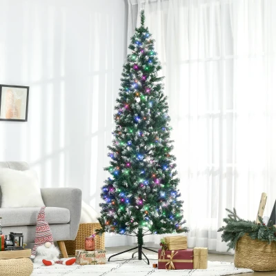 HOMCOM 7FT Prelit Slim Christmas Tree 350 LED Green