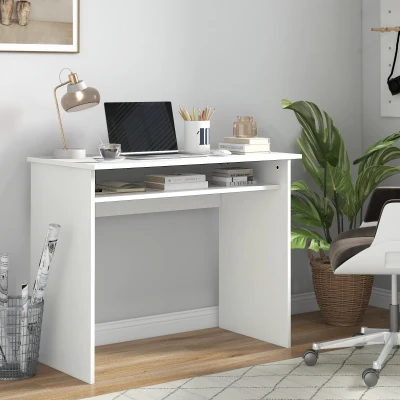 HOMCOM Modern Computer Desk White Wood Grain 90x50cm