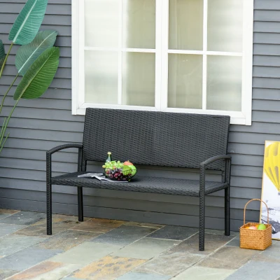 Outsunny Panchina da giardino 122cm x 60cm x 85cm Nero