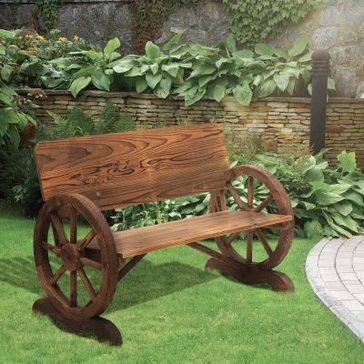 Outsunny Panca da Giardino 2 Posti in Legno di Abete Marrone