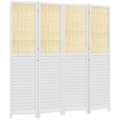 HOMCOM Paravent 4 Panneaux Bois 160x170cm Blanc