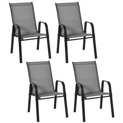 Outsunny Stackable Garden Chairs Set of 4 Dark Grey