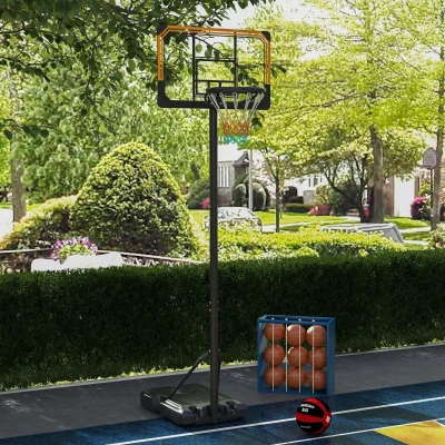 SPORTNOW Canestro Basket a 6 Altezze Regolabili con Rotelle Nero