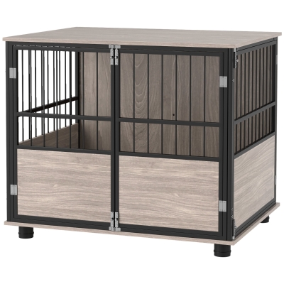 PawHut 80cm Dog Crate End Table with Cushion for Medium Dogs