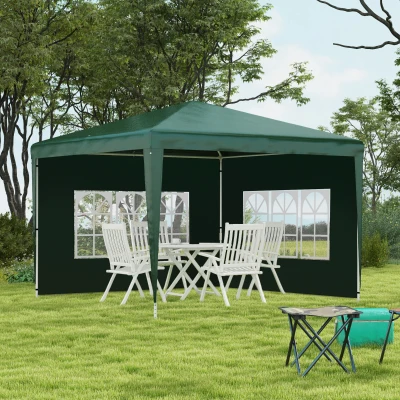 Outsunny Conjunto de 1 Carpa de Jardín 3x3 m Anti-UV Impermeable y 2 Paredes Laterales 3x2 m para Carpa 3x3 m y 3x6 m Verde