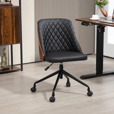 Vinsetto Bürostuhl Schreibtischstuhl Drehstuhl Home-Office-Stuhl höhenverstellbarer ergonomisch 360°-Drehräder Schaumstoff PU Schwarz 48,5 x 54,5 x 81-87 cm