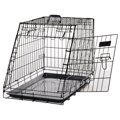 PawHut Cage Transport Chien L Métal Noir 77x47x55cm