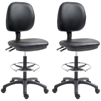 Vinsetto Tabourets Roulettes Réglables Dossier Repose-Pieds