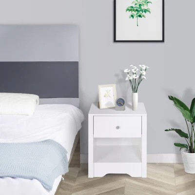 HOMCOM Modern Bedside Table with Drawer White