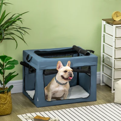PawHut Sac Transport Animaux Pliable Tissu Maille 69x51cm Bleu