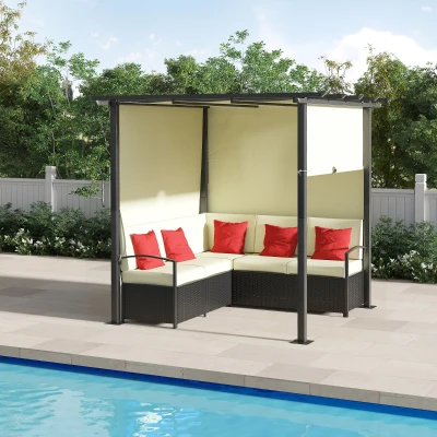 Outsunny Set da Giardino 2 Divani Rattan PE e Pergola con Tenda