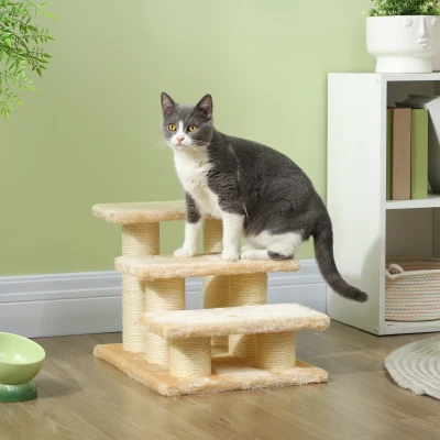 PawHut 3-Step Pet Stairs Ladder for Cats & Dogs