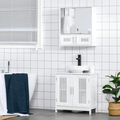 kleankin Armoire Salle de Bain Miroir Aluminium