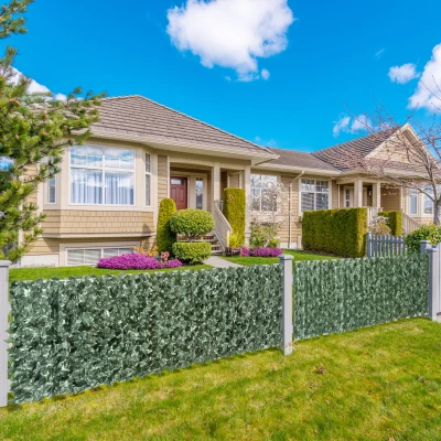 Outsunny Artificial Leaf Hedge Screen Dark Green 2.4x1m