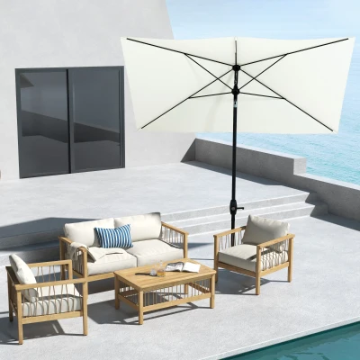 Outsunny Ombrellone da Giardino Rettangolare 2x3m Inclinabile