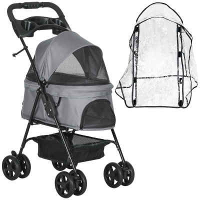 PawHut Dog Stroller Jogger Grey One-Click Fold Trolley