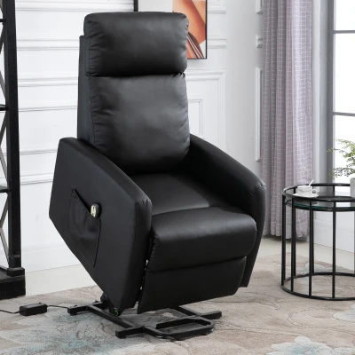 HOMCOM Sillón Levanta Personas Sillón Relax Eléctrico Sillón Elevador Reclinable 145° con Control Remoto 67x95x105 cm Negro
