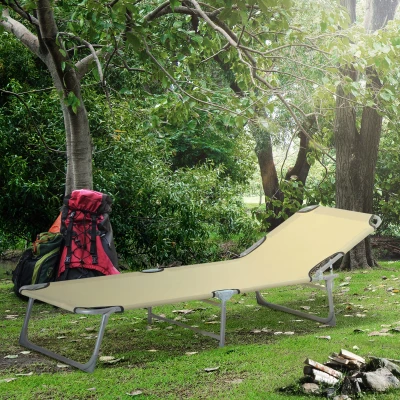 Outsunny Reclining Sun Lounger Chair Beige 4-Position