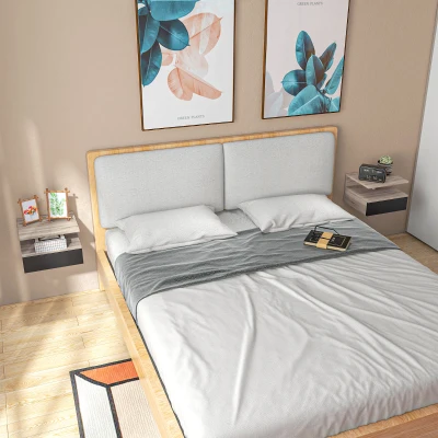 HOMCOM Set 2 Comodini Sospesi Moderni con Cassetto Rovere e Nero