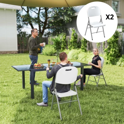 Folding Chair Set 47W x 54D x 86H cm White