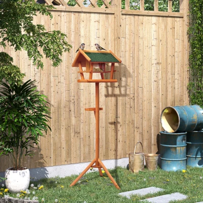 HOMCOM Mangeoire Oiseaux Sur Pied Bois Extérieur 150cm