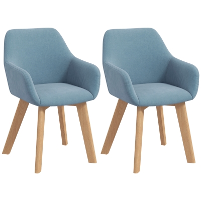 HOMCOM Juego de 2 Sillas de Comedor Modernas Tapizadas en Terciopelo con Patas de Madera para Salón 54x57x80 cm Azul