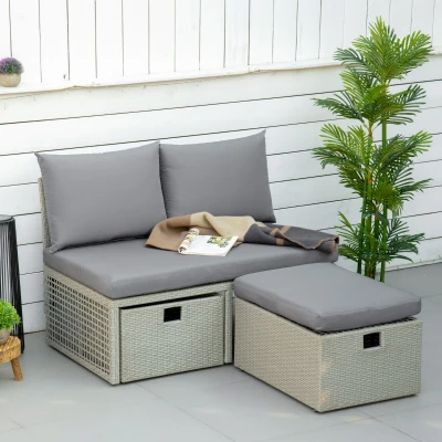 Outsunny Set mobili da giardino 111cm x 73cm x 74cm Grigio