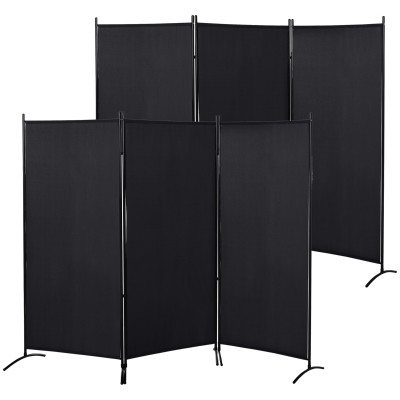HOMCOM Lot de 2 Paravents 3 Panneaux Métal Polyester Noir
