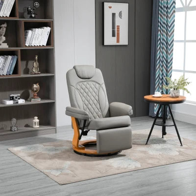 HOMCOM PU Recliner Chair with Footrest, Grey
