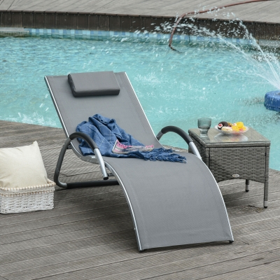 Outsunny Portable Sun Lounger Aluminium Dark Grey