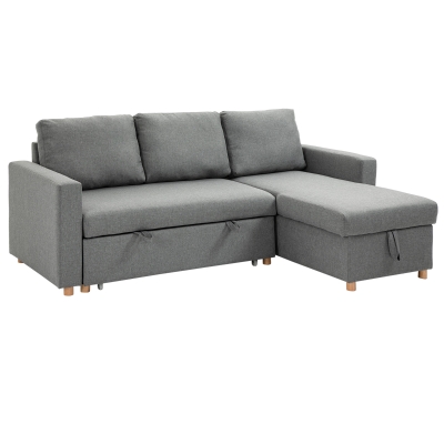 HOMCOM Canapé d'Angle Convertible Gris avec Coffre