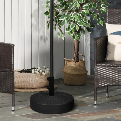 Outsunny Rattan-Effect Parasol Base 29kg Water/Sand