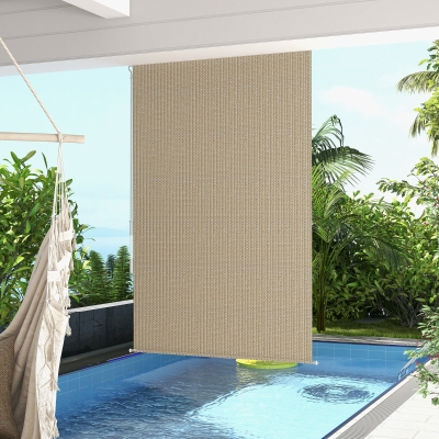 Outsunny Außenrollo, 120 x 185cm, mit Handkurbel, Wand-/Deckenmontage, Aluminiumrahmen, Beige
