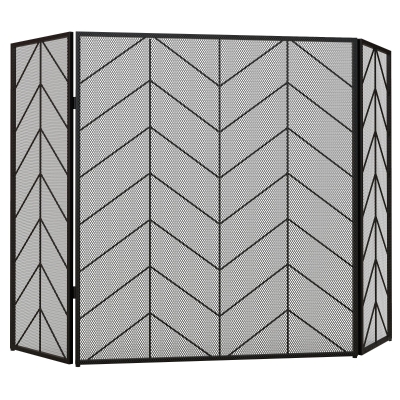 HOMCOM Funkenschutz für Kamine, eleganter Funkenfänger, faltbar, beschichtet, Schwarz, 135 x 85 cm