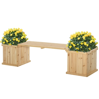 Outsunny Wooden Garden Planter & Bench 176x38 cm Natural