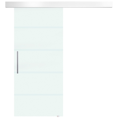 HOMCOM Puerta Corredera de Cristal 90x205 cm Puerta Corrediza Deslizante con Riel de Cristal de Seguridad Translúcido(m-1)