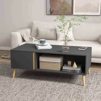 HOMCOM Modern Coffee Table Grey 115x58x45cm