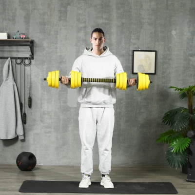 HOMCOM 30KG Adjustable Dumbbell & Barbell Set Ergonomic